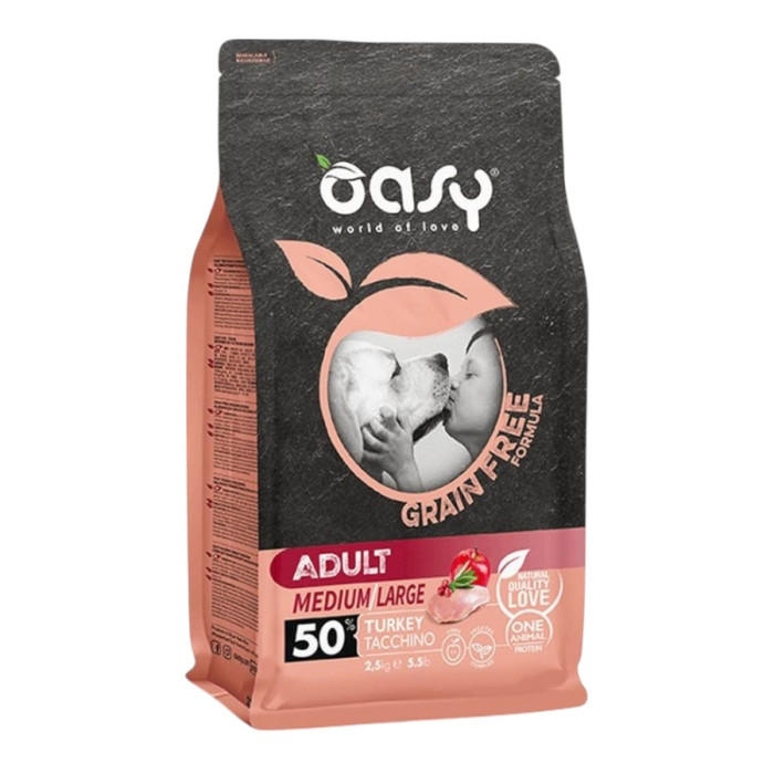OASY Grain Free Adult Medium / Large Turkey - puretina suha hrana bez žitarica za pse 12kg