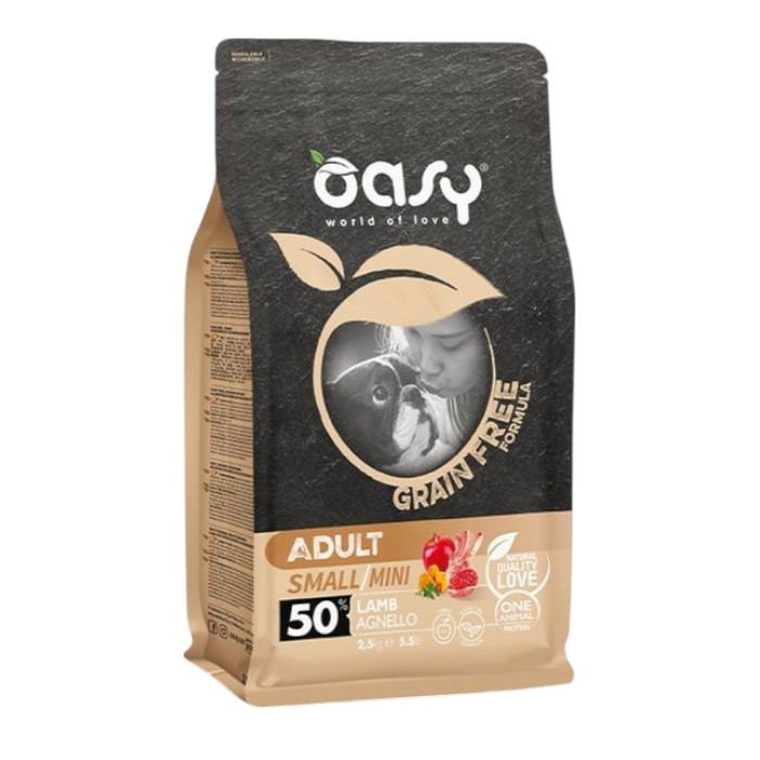 OASY Grain Free Adult Small / Mini Lamb - janjetina suha hrana bez žitarica za pse 2,5kg