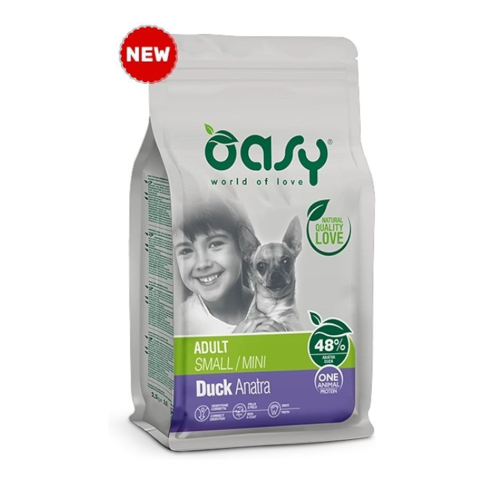 OASY One Protein Adult Small / Mini Duck - patka monoproteinska suha hrana za pse  2,5kg