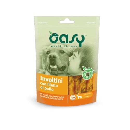 OASY Involtini Dry Chicken - pileći štapići poslastica za pse 100g