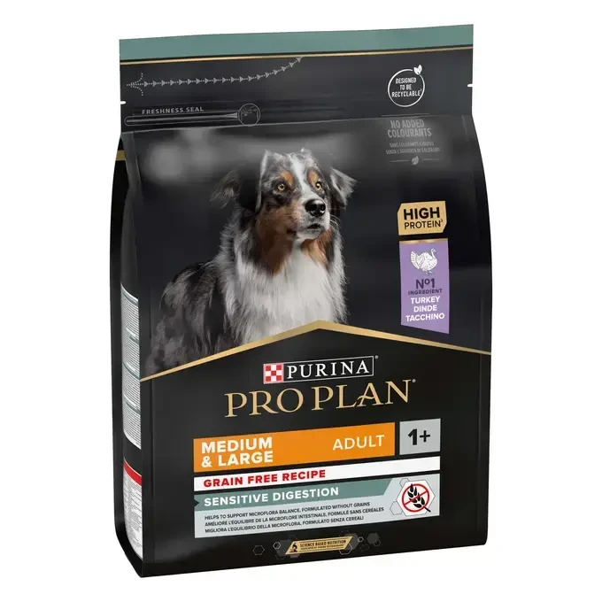 PRO PLAN® SENSITIVE DIGESTION Medium/Large Grain Free formula, puretina, suha hrana za pse 2,5kg