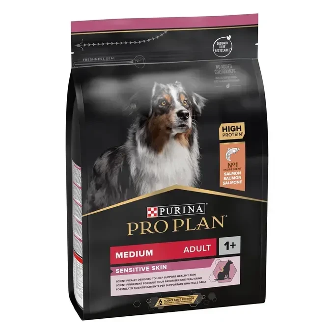PRO PLAN® SENSITIVE SKIN Medium, bogato lososom, suha hrana za pse 3kg
