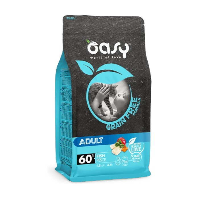 OASY Adult grain free Fish - riba suha hrana bez žitarica za mačke 300g