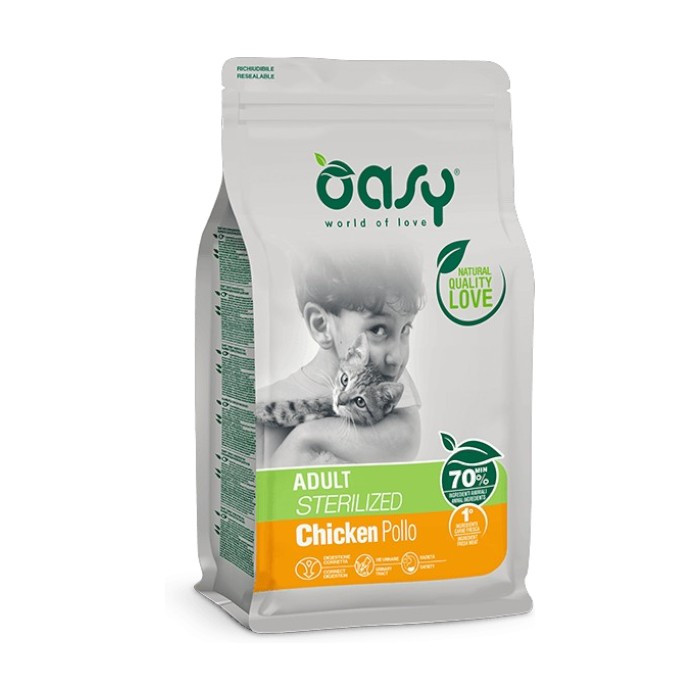 OASY Adult Sterilized Chicken - piletina suha hrana za sterilisane mačke 7,5kg
