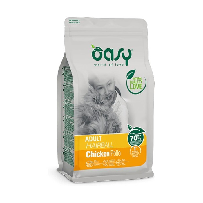 OASY Adult Hairball Chicken - piletina suha hrana za mačke 1,5kg