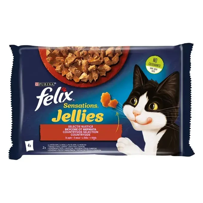 FELIX® SENSATIONS junetina sa rajčicama hrana za mačke 4x85g