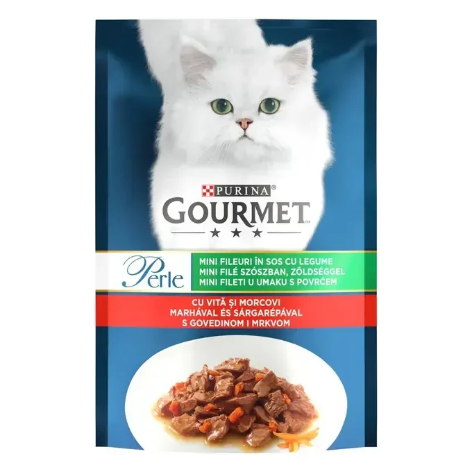 GOURMET® PERLE sa govedinom, mrkvom i povrćem u umaku hrana za mačke 85g