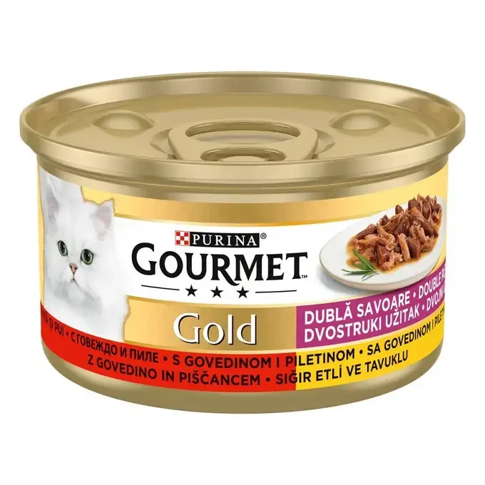 GOURMET® GOLD Duo sa govedinom i piletinom hrana za mačke 85g