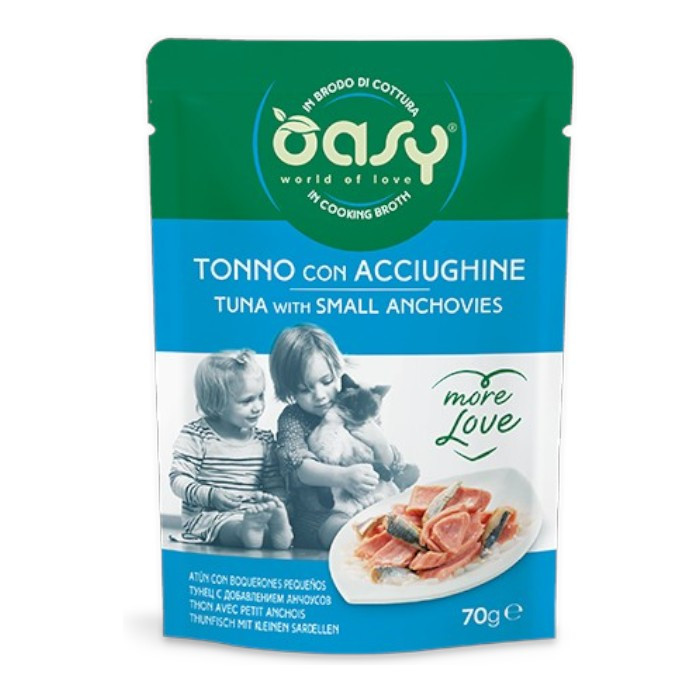 OASY Adult More Love Tuna & small Anchovies - tuna i mali inćuni hrana za mačke 70g