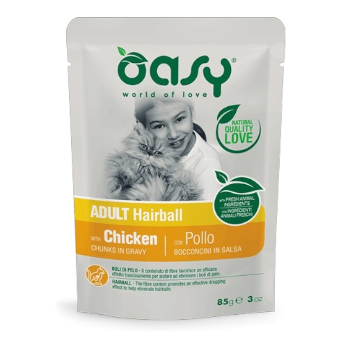 OASY Chunks Adult Hairball Chicken - piletina u umaku hrana za mačke 85g
