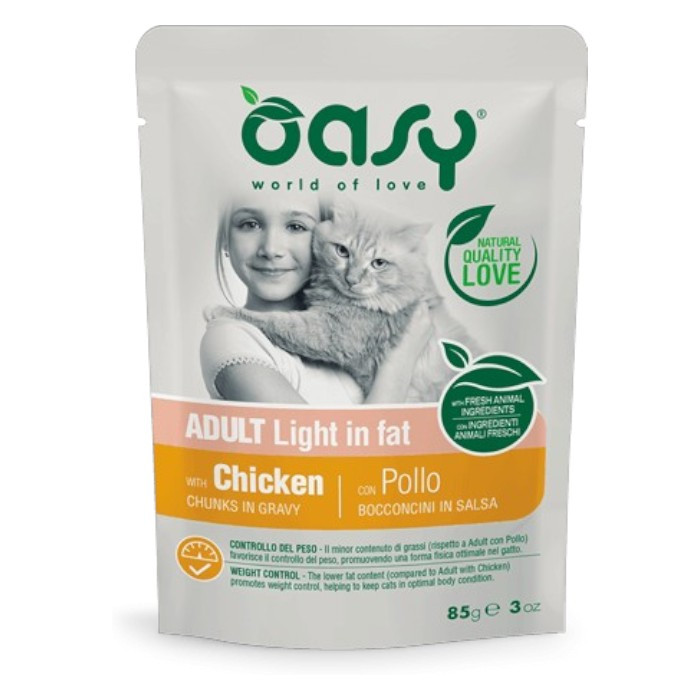OASY Chunks Adult Light in Fat Chicken - dijetalna piletina u umaku hrana za mačke 85g