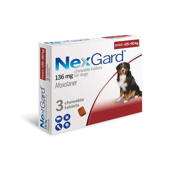 NEXGARD 136mg zaštita od nametnika za pse 25-50kg / 1 poslastica za žvakanje