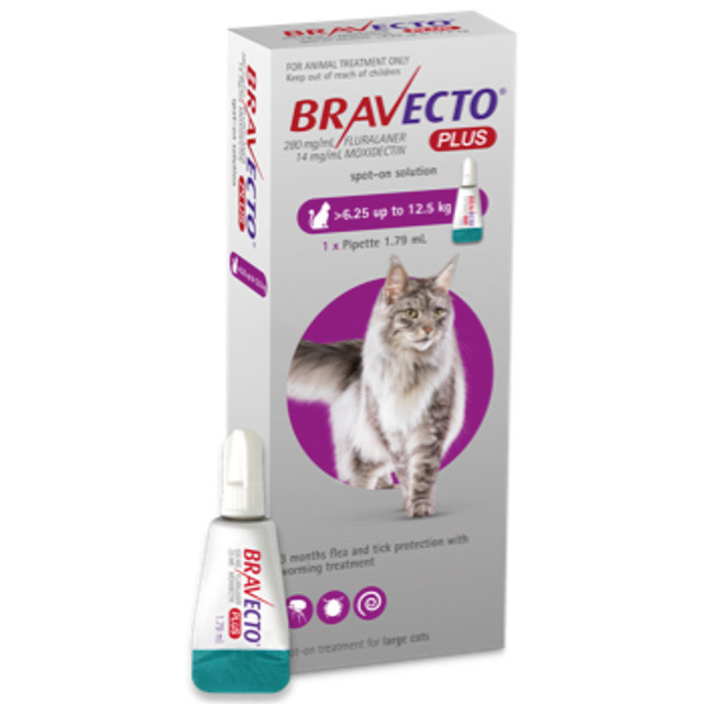 BRAVECTO PLUS zaštita za mačke težine 6,25-12,5kg / 1 pipeta