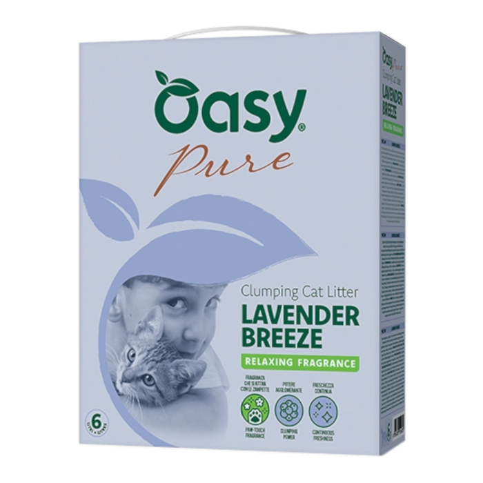 OASY Pure Lavender Breeze - zgrudnjavajući pijesak sa mirisom lavande za mačke 6 lit