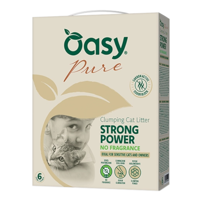 OASY Pure Strong Power - zgrudnjavajući pijesak bez mirisa za mačke 6 lit