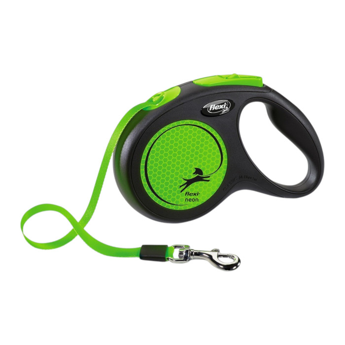 Flexi Neon povodac za pse 5m / M tape - zeleni