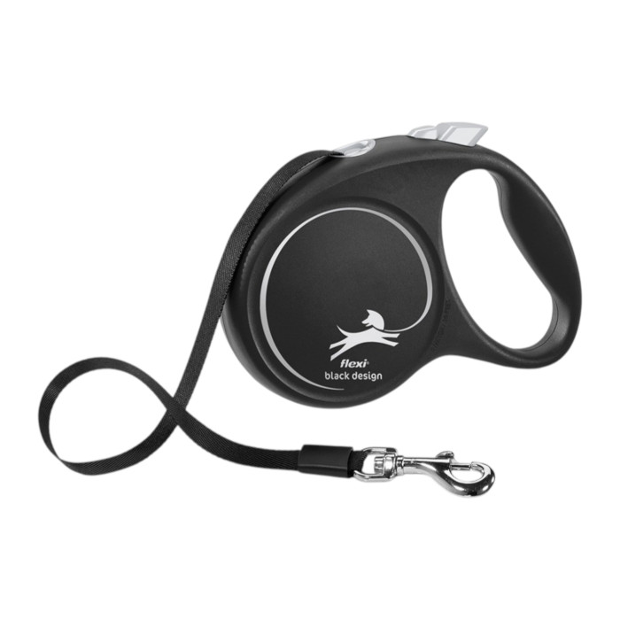 Flexi Black design povodac za pse 5m / M tape - srebreni