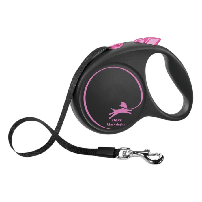 Flexi Black Design povodac za pse 5m / M tape - fuxia