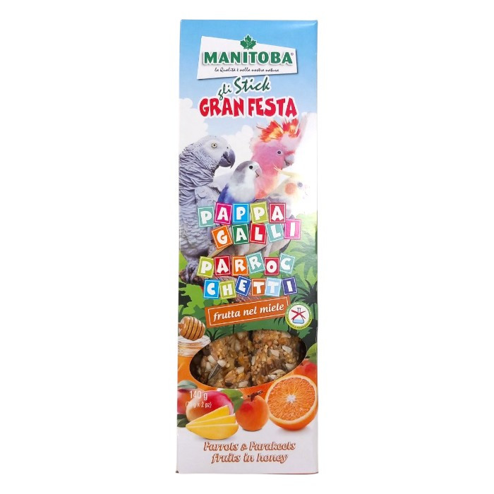 Manitoba Gran Festa Pappagalli Parrocchetti mix poslastica sa voćem i medom za srednje papige 120g
