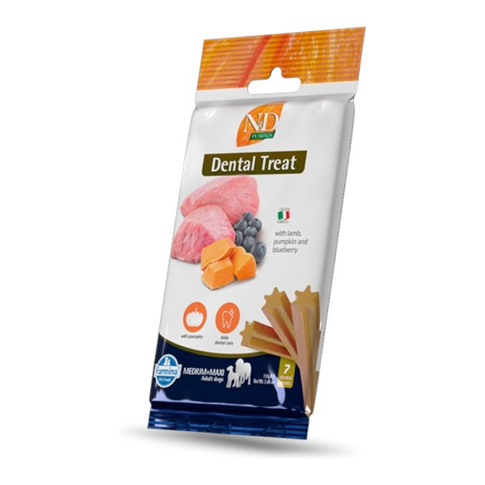 N&D Adult Pumpkin Medium/Maxi Dental Stick - bundeva, janjetina i borovnica poslastica za pse 100g