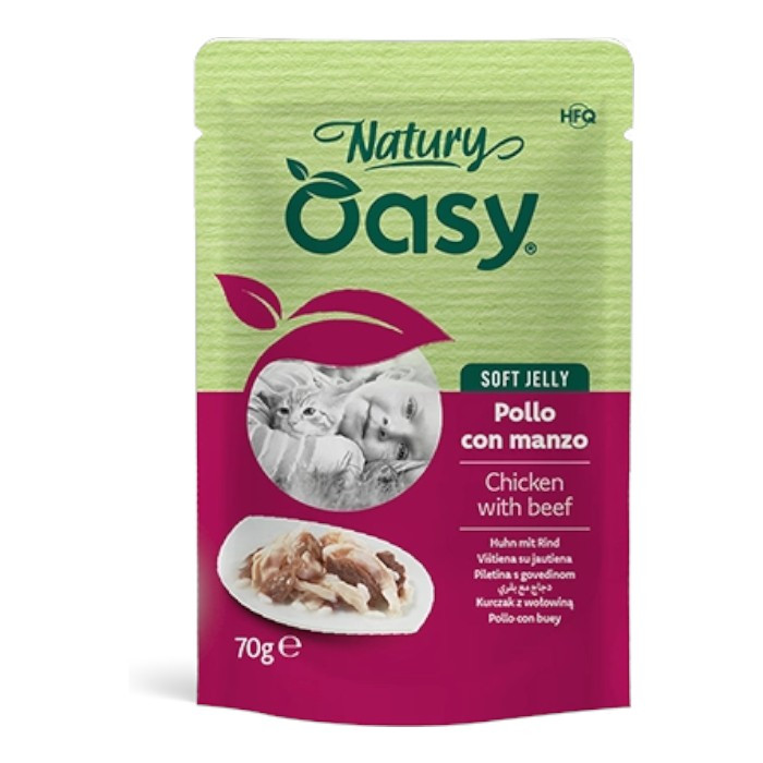 OASY Natury Soft Jelly Adult Chicken & Beef - piletina i govedina u želeu hrana za mačke 70g