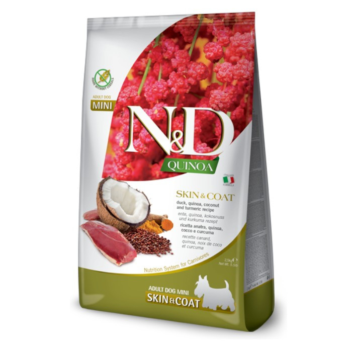 N&D Adult Mini Quinoa Skin & Coat - patka i kokos suha hrana za pse 2,5kg