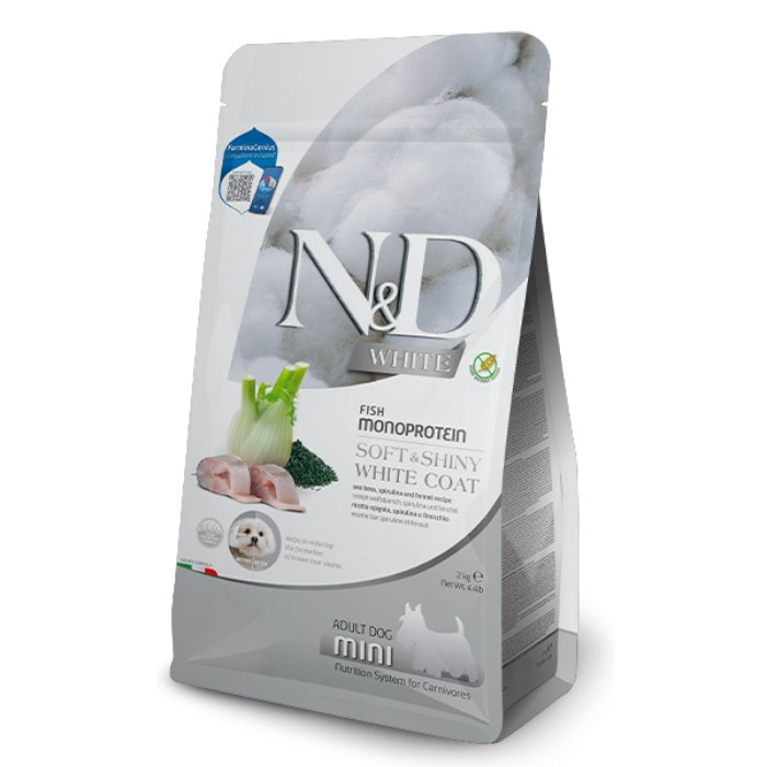 N&D Adult Mini White - brancin, spirulina, komorač monoproteinska suha hrana za pse 2kg
