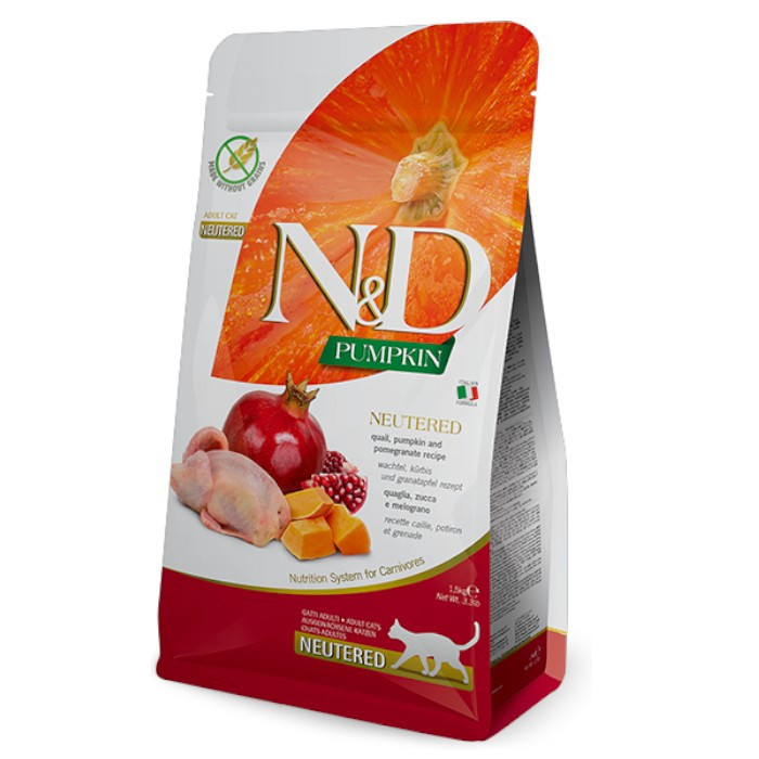N&D Adult Neutered Pumpkin - prepelica, bundeva i nar suha hrana za sterilisane mačke 5kg