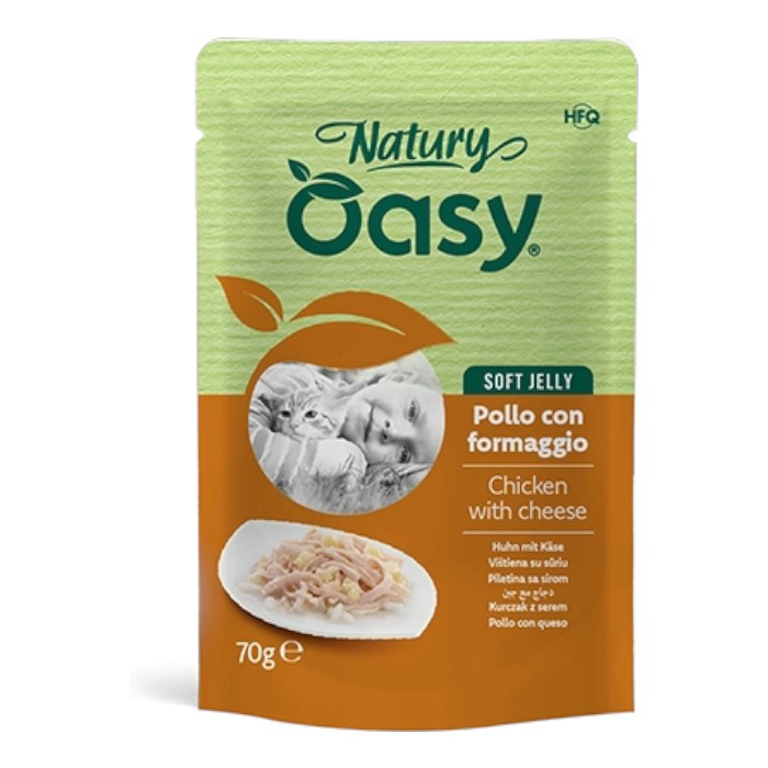 OASY Natury Soft Jelly Adult Chicken & Cheese Pouch - piletina i sir u želeu hrana za mačke 70g