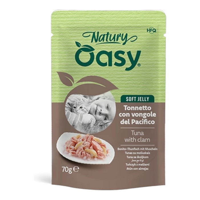 OASY Natury Soft Jelly Adult Tuna & Clam Pouch - tuna i školjke u želeu hrana za mačke 70g