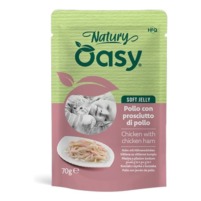 OASY Natury Soft Jelly Adult Chicken & Ham Pouch - piletina sa šunkom u želeu hrana za mačke 70g