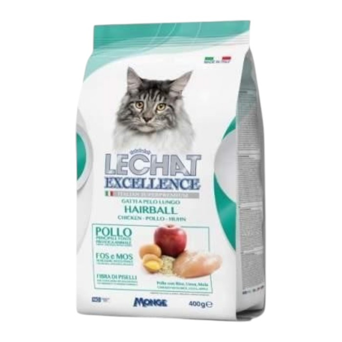 LeChat Excellence Adult Hairball Chicken piletina suha hrana za mačke 400g