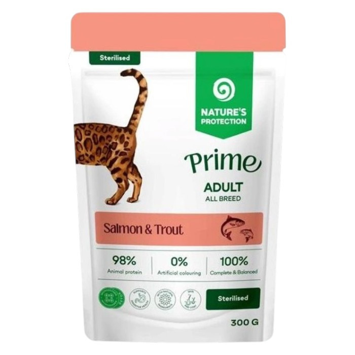Nature's Protection Prime Adult Sterilised - losos i pastrmka u umaku hrana za mačke 300g