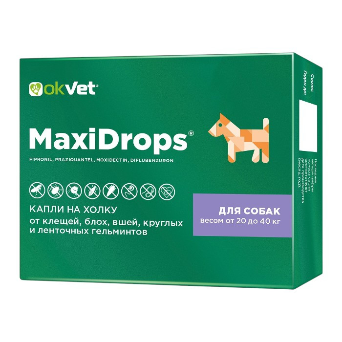 okVet MaxiDrops® kapi zaštita od nametnika za pse 20-40kg težine