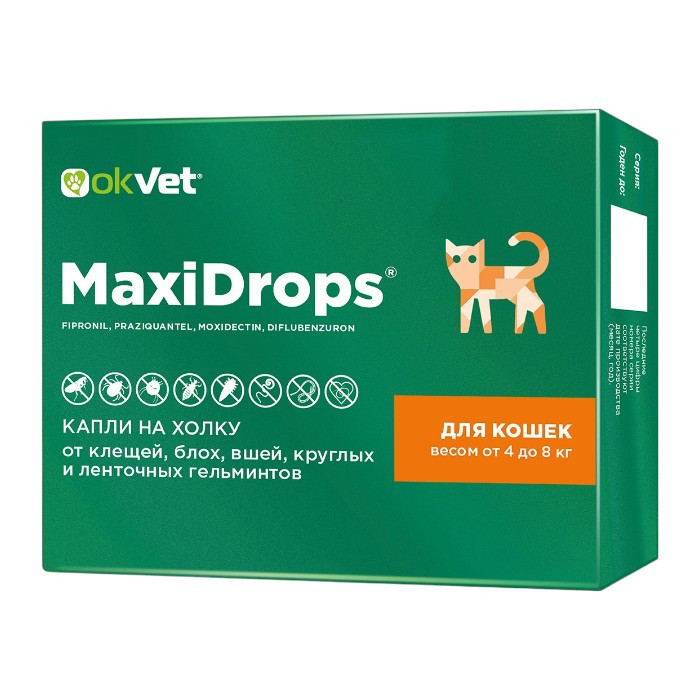 okVet MaxiDrops® kapi zaštita od nametnika za mačke 4-8kg težine