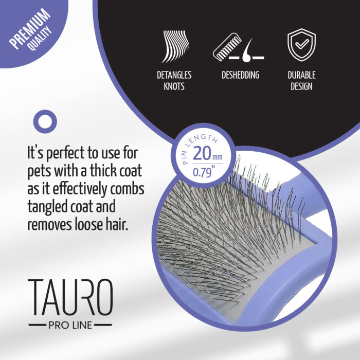 Tauro Pro Line četka za pse i mačke za linjanje, dugu i kratku dlaku zubi 20mm ljubičasta