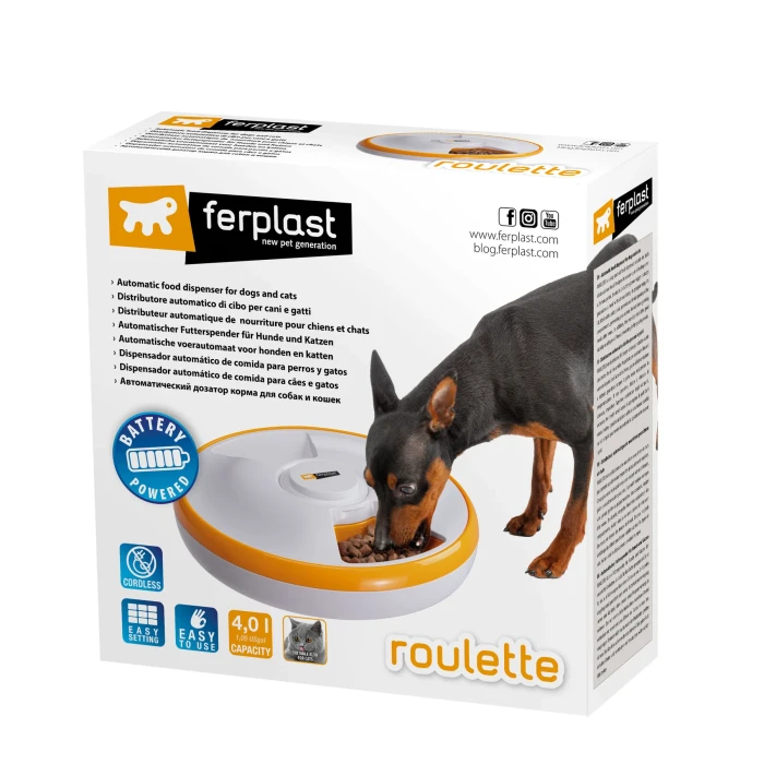 Ferplast Roullete automatska hranilica za male pse i mačke 31,5x31,5x8,5cm