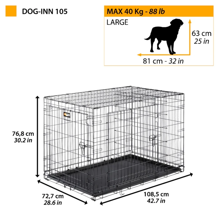 Ferplast Dogg-Inn 105 sklopivi žičani kavez za pse 108,5x72,7x76,8cm XL