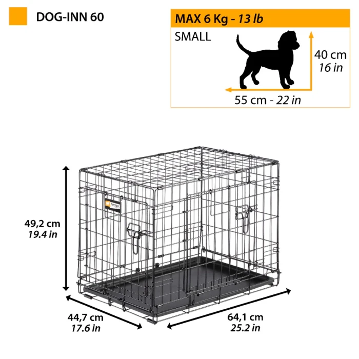 Ferplast Dogg-Inn 60 sklopivi žičani kavez za pse 64,1x44,7x49,2cm S