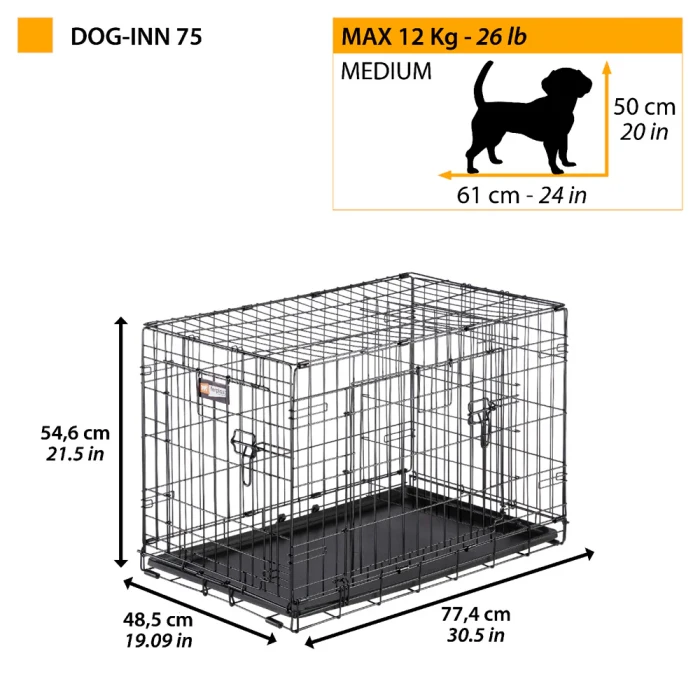 Ferplast Dogg-Inn 75 sklopivi žičani kavez za pse 77,4x48,5x54,6cm M