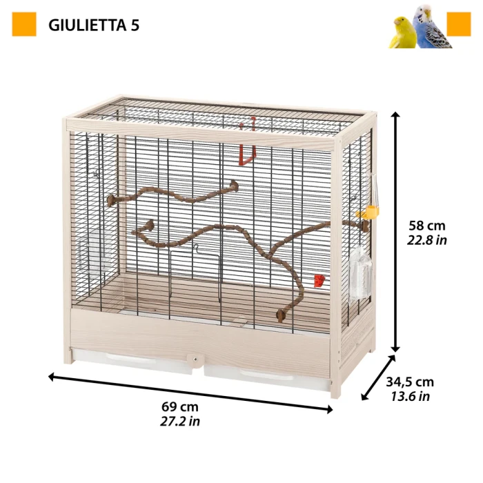 Ferplast Giulietta 5 drveni kavez za ptice 69x34,5x58cm