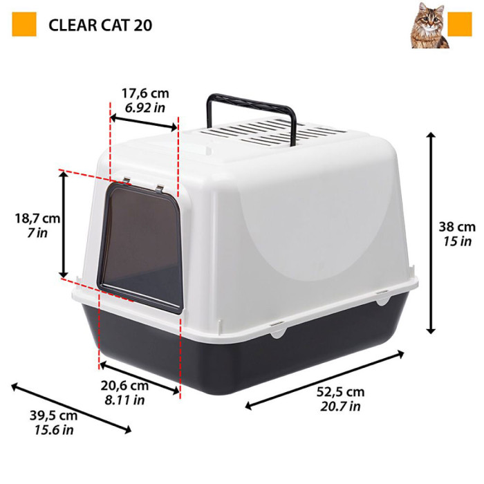 Ferplast Clear Cat 20 zatvoreni toalet za mačke 39.5x52.5x38cm