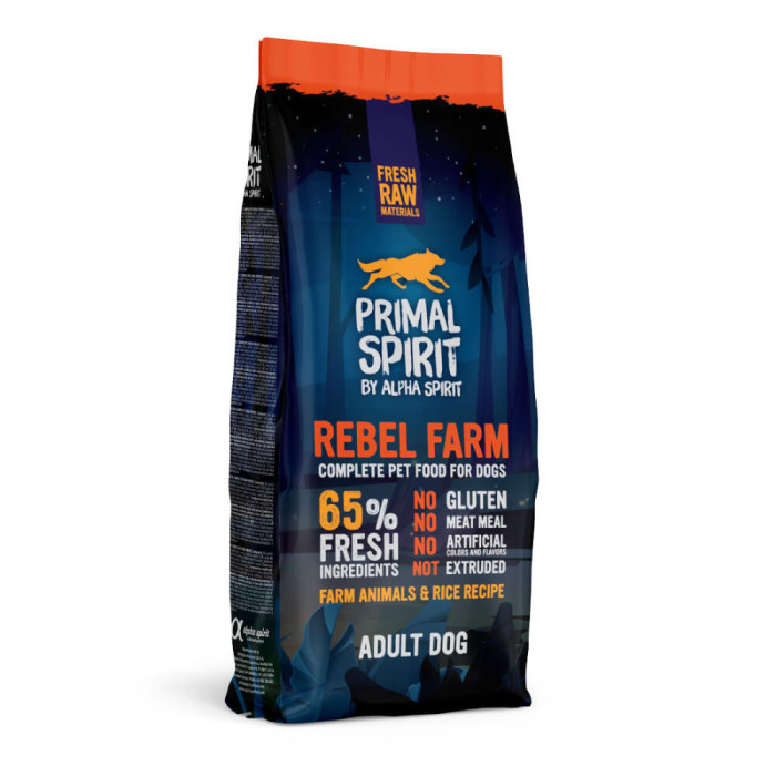 Primal Spirit Rebel Farm Adult Dog 65% svježe meso suha hrana za pse 12kg