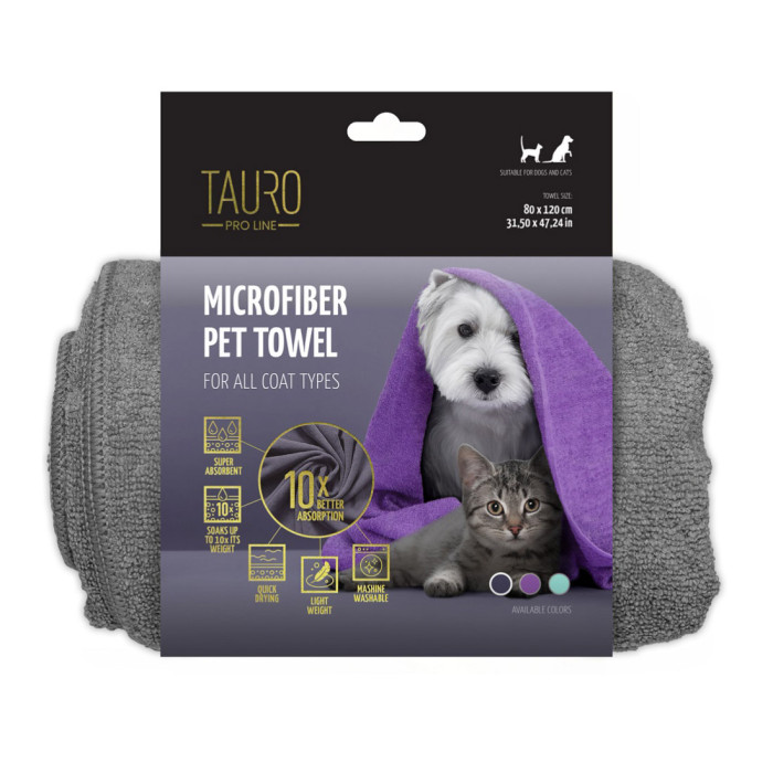 Tauro Pro Line Microfiber peškir za pse i mačke 80x120cm sivi