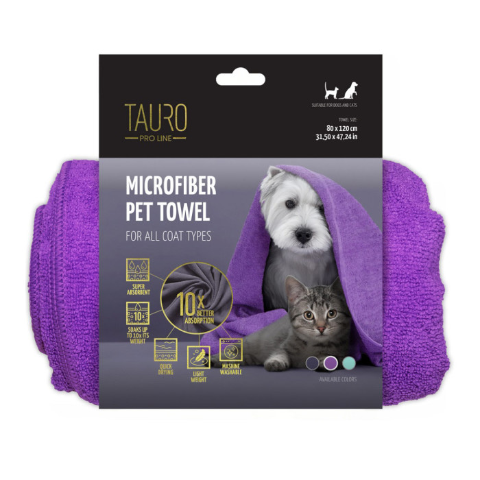 Tauro Pro Line Microfiber peškir za pse i mačke 80x120cm purple