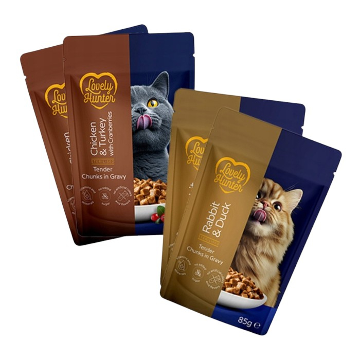 Lovely Hunter Rabbit & Duck, Chicken - zec, patka, piletina i puretina hrana u umaku za mačke 4x85g