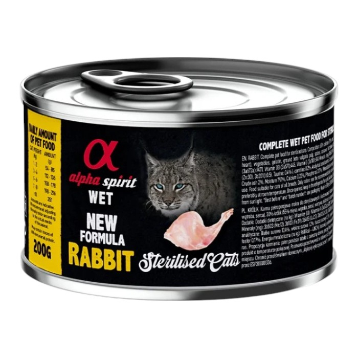 Alpha Spirit Wet New Formula Rabbit zečetina pašteta hrana za sterilisane mačke 200g