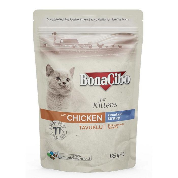 BonaCibo Chunks in Gravy Chicken - piletina hrana za mačiće 85g