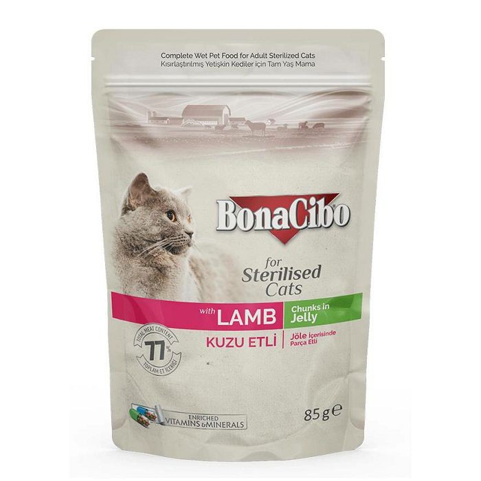 BonaCibo Chunks in Jelly Lamb Sterilised - janjetina hrana za sterilisane mačke 85g