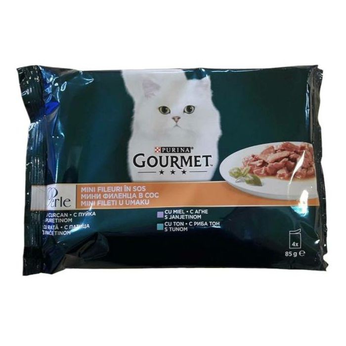 Gourmet Perle mini fileti u umaku sa puretinom, pačetinom, janjetinom i tunom 4 x 85 g